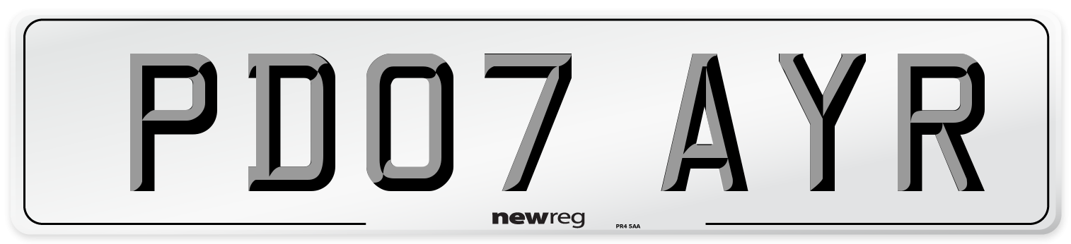 PD07 AYR Number Plate from New Reg